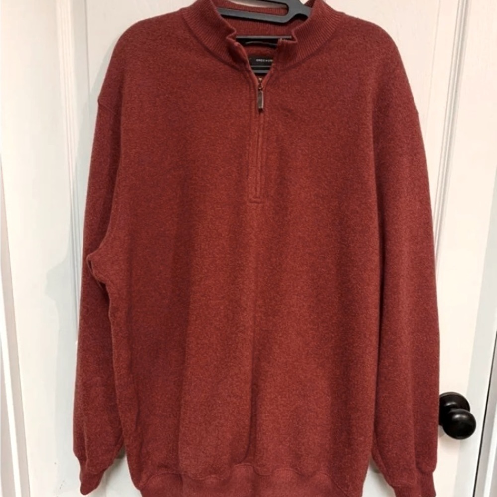 Greg Norman 1/4 zipper sweater burnt Orange Men’s size Large EUC No holes
